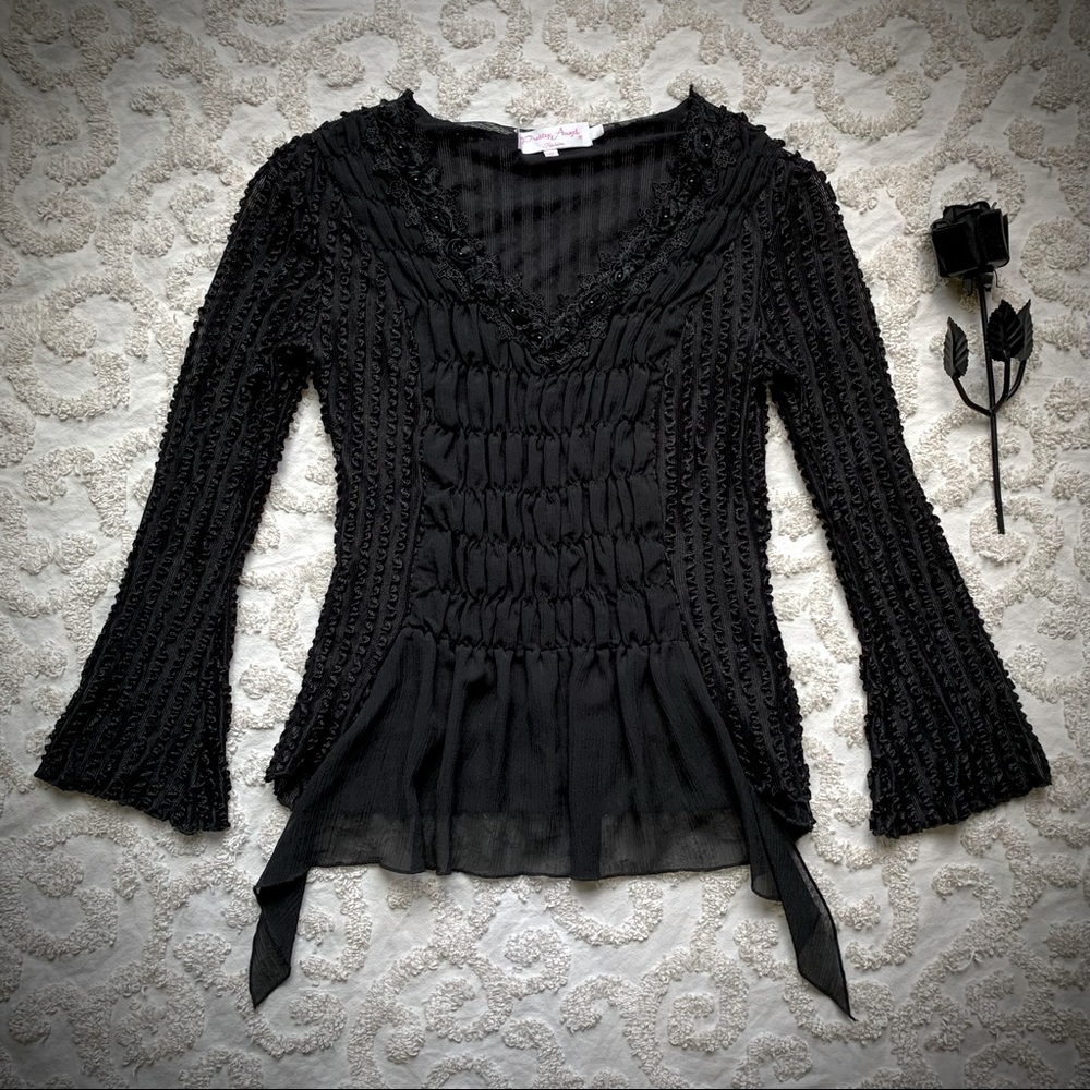 Gothic Ruffle Lace Layered top small